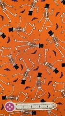FERN Scrap 11×18″/9×22” HALLOWEEN *Moonlight Manor* Skeleton Ghoul Dance Fabric