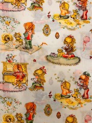 Darling 70s Girls With Cats Manes Holly Hobbie Inspired 45” Wide 7 Yards Fabric