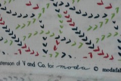 By 1/2 Yd, Red Green & Navy Print on Off-White, Moda, Christenson, V and Co.V403