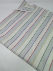 Red Blue Green Yellow Thin Stripes On White Poly Cotton Blend Fabric 31″ X 44″