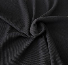 Black Thermal Knit Waffle Weave Fabric by Yard Cotton Spandex Blend 250GSM 6/24