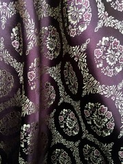 Nadia BROWN Floral Brocade Chinese Satin Fabric by the Yard – 10094