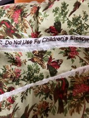Cotton Material With Red Butterflies And Cardinals 45” Long