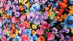 Hi-Fashion Fabrics Cotton 2yds x 44″ Saturated Beautiful Floral Black Background