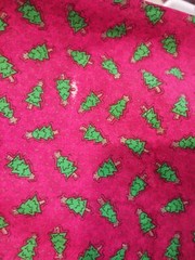 Christmas Tree On Red Fabric 1 Yard 10 Inches Plus Remnant Of 14 Inches Flawed