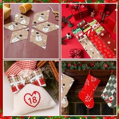 60 Pcs Christmas Quilting Fabric Roll 2.6 x 40 Cotton Fabric Strips Precut Je…