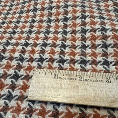 Vintage Cashmere Brown & Orange Houndstooth Wool Fabric 2.5 yd 60″ W Medium