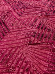 Thea BURGUNDY Geometric Sequins Diamond & Stripes on Mesh Lace Fabric by the Ya