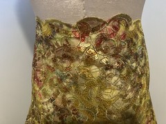1.5 Yard Green Yellow Red Sequins Embroidery Lace Fabric 50” Width
