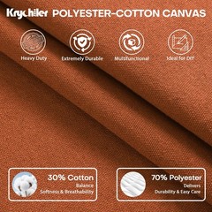 Krychiler Poly Cotton Canvas Fabric by The Yard, 12OZ Heavyweight Durable Can…
