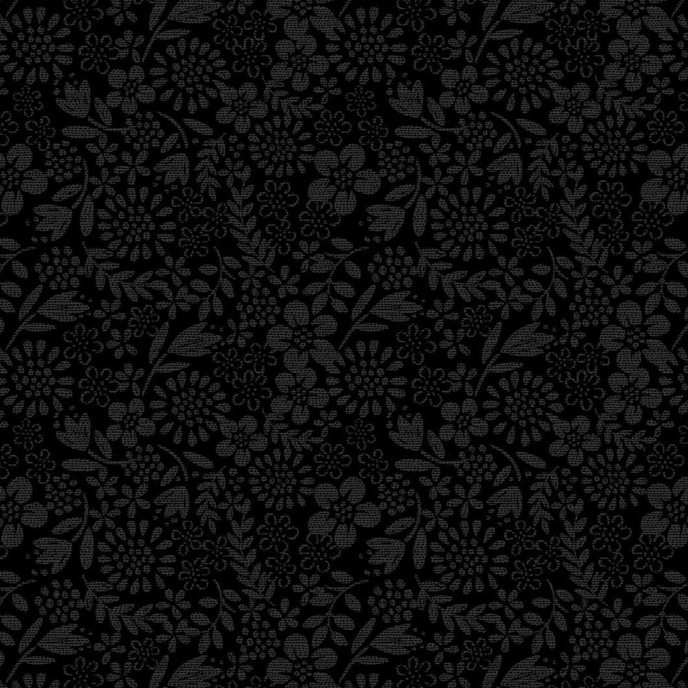 LEWIS & IRENE – Tiny Tonals – Flower Garden – Black on Black ,1/4 yard