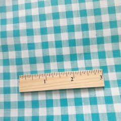 Vintage Aqua Blue Gingham Plaid Fabric 36″ W 3 yards