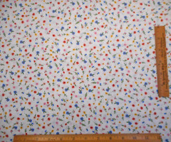 30s Reproduction Fabric By Half-Yard Sm Yellow Blue Pink Floral on White Cotton