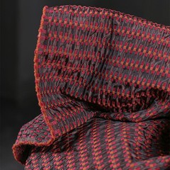 50*137cm Vintage 3D Red & Black Particle Woven Checkered Jacquard Fabric Design