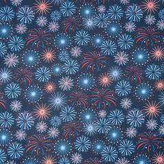 Singer 100% Cotton Quilt and Cut by the yard, Patriotic Fireworks in Navy Sky
