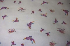 cotton/poly sweatshirt fleece fabric 2 3/4 yds x58″ white w/multicolor ducks
