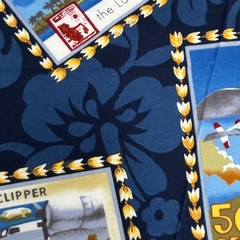 2.7 Yds Hawaiian Tropical Fabric Airline Travel Posters Hoffman Fabrics Cotton