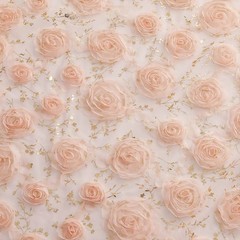 3D Embroidered Plate Rose Mesh Gauze Lace Fabric DIY Sewing Wedding Suit Cloth,