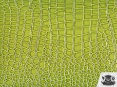 Vinyl Shiny Embossed Crocodile GREEN Fake Leather Upholstery Fabric 54″ Wide BTY