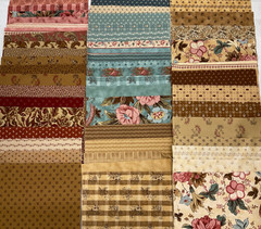 10″x10″ SQUARES – PACK #6 – AQUA, PINK & BEIGE COTTON QUILTING SQUARES–54 PCS