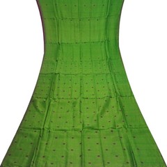 Vintage Green 100% Pure Silk Handwoven Sari Remnant 5YD Craft Fabric Silk Scrap