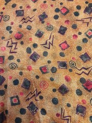 Fabric Retro Geometric Abstract Mustard Brown Multicolor 3 Yards X 56 Inch