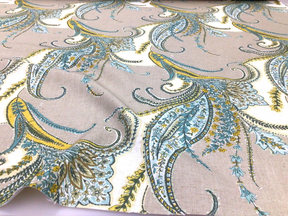 Richloom Upholstery Linen Fabric Rimbly Dune Paisely Floral OO46