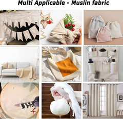 ® Pack of 5 Yard, 100% Cotton Muslin Fabric 48” Inch Wide, Natural Unbleached Me