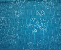 3 yds 58″ w Polyester Fabric Dark Teal Embossed Floral Design Textured Lines