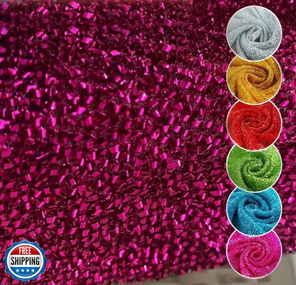 YYCRAFT Sparkling Tinsel Lurex Fabric by The Yard Stretch Metalli