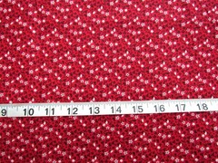 1/2 yd Cotton Fabric Red with White Flowers & Black Stems