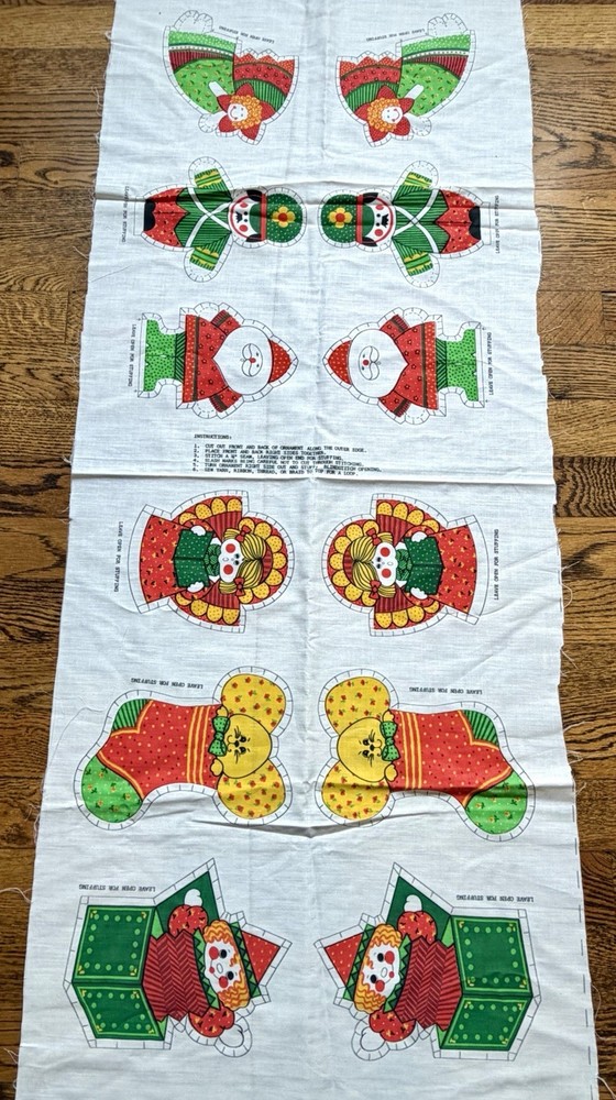 Vintage Spring Mills Inc. 6 Christmas Ornaments Fabric Panel #7470 Cut & Sew