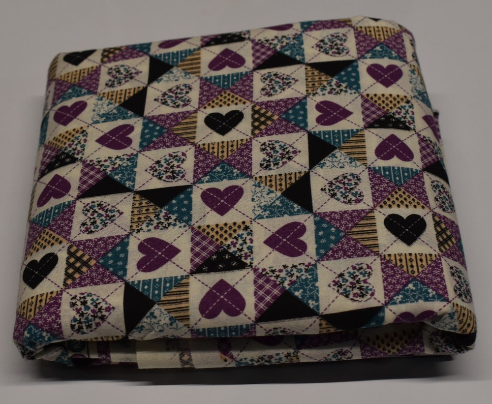 4-1/2 yards vintage cotton FABRIC TRADITIONS hearts stars PURPLE TEAL country