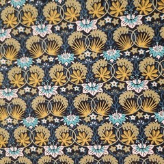 Liberty of London Piccadilly Cotton Poplin – “Mallow” Symmetrical Vines on Navy