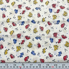 Transportation ABC’s Polka Dots White Seersucker Fabric Remnant 14″ x 43″