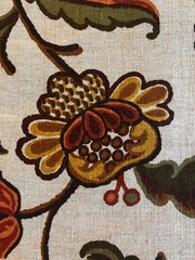 Waverly Coventry Crewel Fabric Faux Linen Cotton Jacobean Floral~3 Yds ~ 47″W