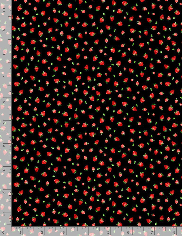 Food Fruit Strawberry Fabric Strawberries Cotton Timeless Treasures C1048 Yard
