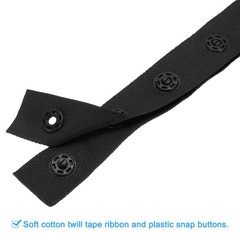 2 Yard Snap Button Tape Press Round Button Plastic Sewing Tape Black