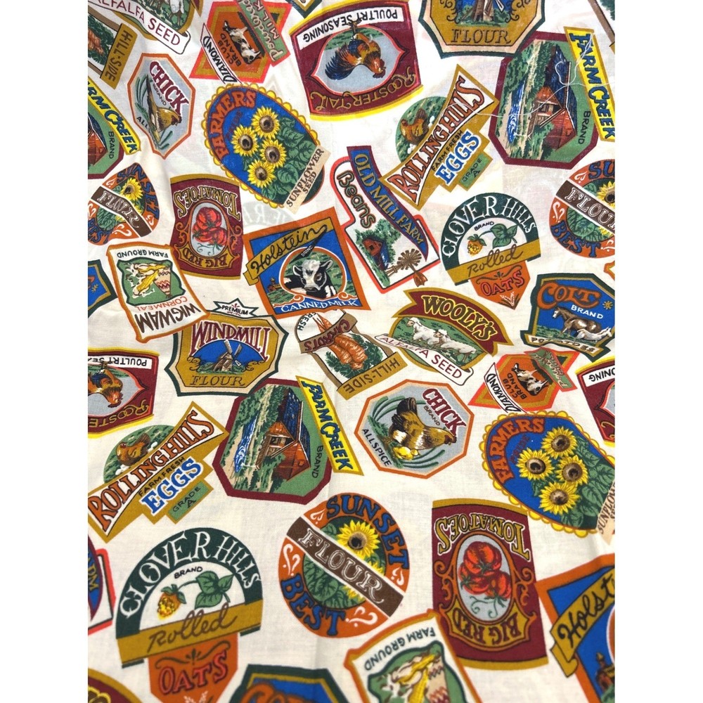 90s Joan Messmore Cranston Print Works Fabric Farm Label Farmcore Cottagecore