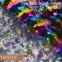 Flip Sequin Fabric by the Yard, 1 Yard, Rainbow + Silver | Flip Sequin, 0.2 Inch