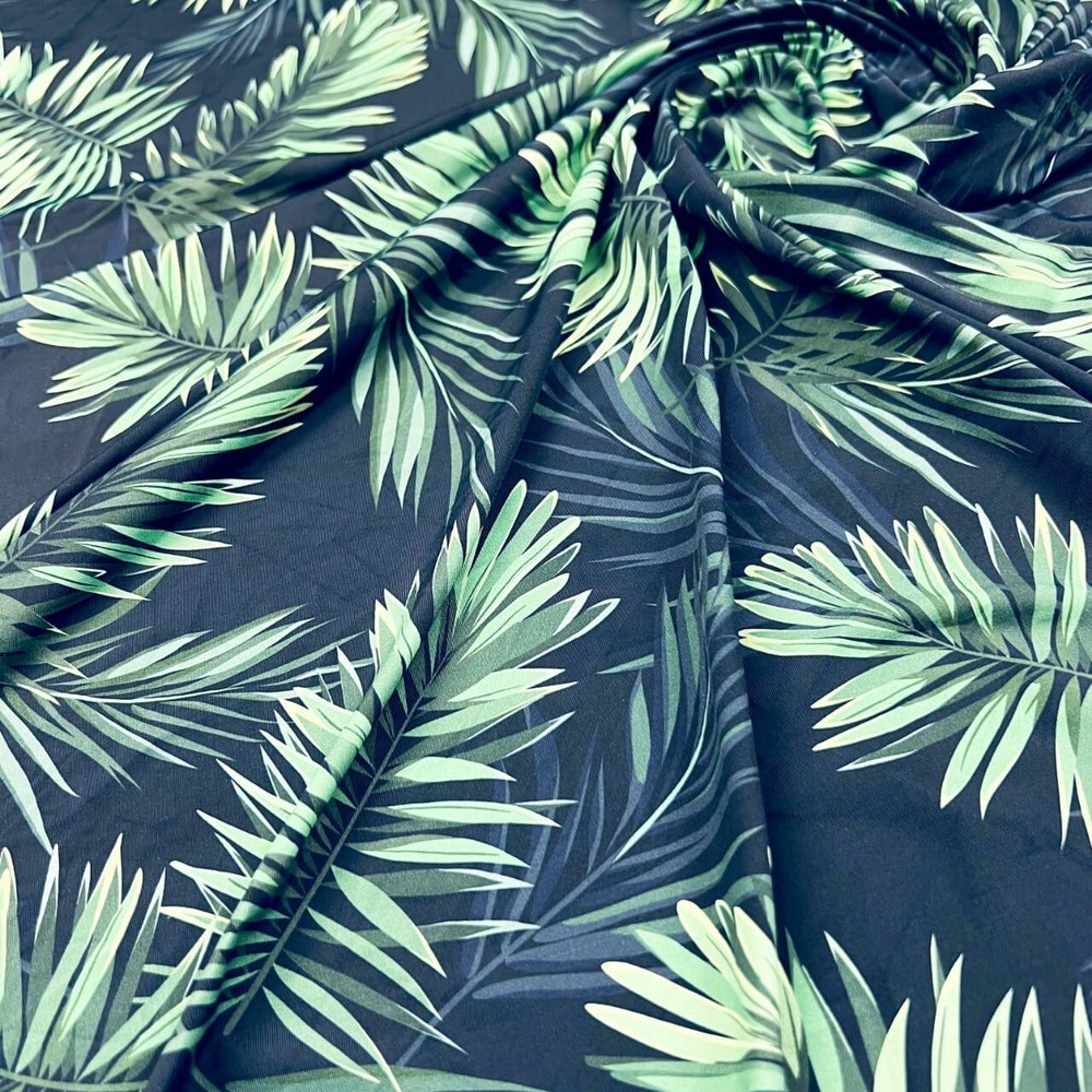 FREE SHIPPING Spandex Fabric Leaves Print Stretch 60″wide by yard for Swimwear