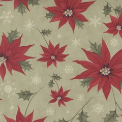 Poinsettia Plaza Sage – Festive Large Floral by 3 Sisters for Moda 1/2 Yard