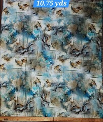 Wool Blend Floral Printed Thick Winter Spun Soft Fabric 45”W Sold BTY Blue