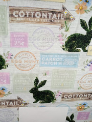 Hobby Lobby Design #B91-FTF-P07 Easter/Bunny/Flowers 1 Yard + 20″ x 45″ NEW