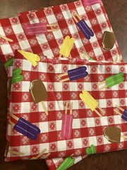 Summer Red Floral Picnic Plaid Cotton Fabric Popsicles 2 Pieces 4.5 Yards 56”W