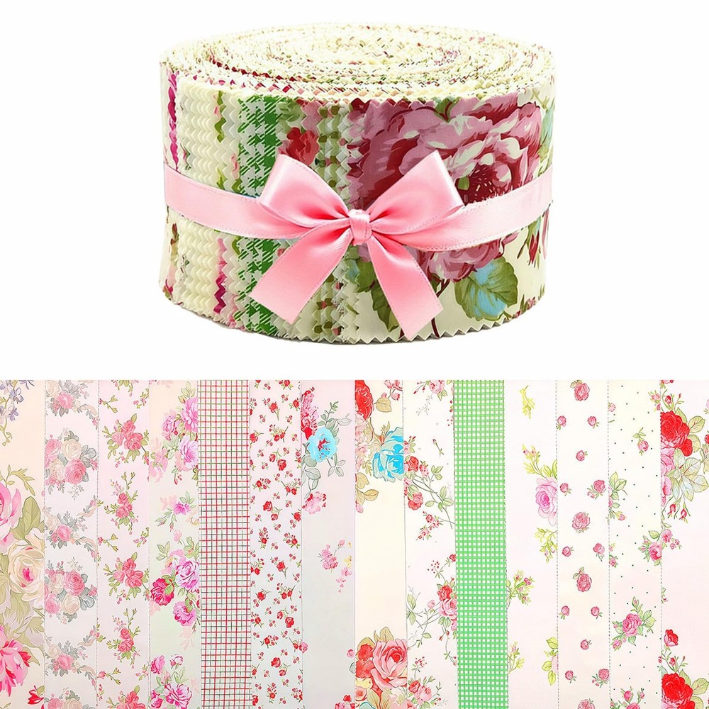 2.56×20 Inch Jelly Roll Floral Assorted Bundles Precut Fabric Strips 42 PCS