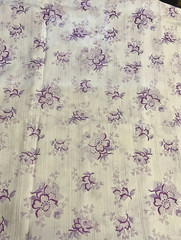 VTG Beautiful Feminine Purple Lavender Florals on White DIMITY Stripe BTFQ
