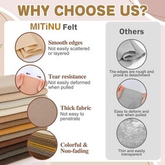 12 Rolls 8″x35″(20.5x90cm) 1.4mm Thick Soft Felt Fabric Melard Brown Series