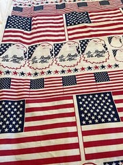 Vintage Patriotic Eagle Flag Fabric So proudly we hail 4th of July by the yard