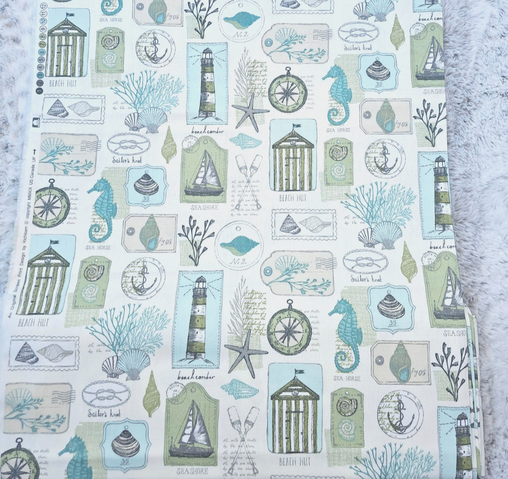 Richloom Solarium Outdoor Fabric – Coastal Spa Nautical Beach- 4 Yds X 45″W RARE
